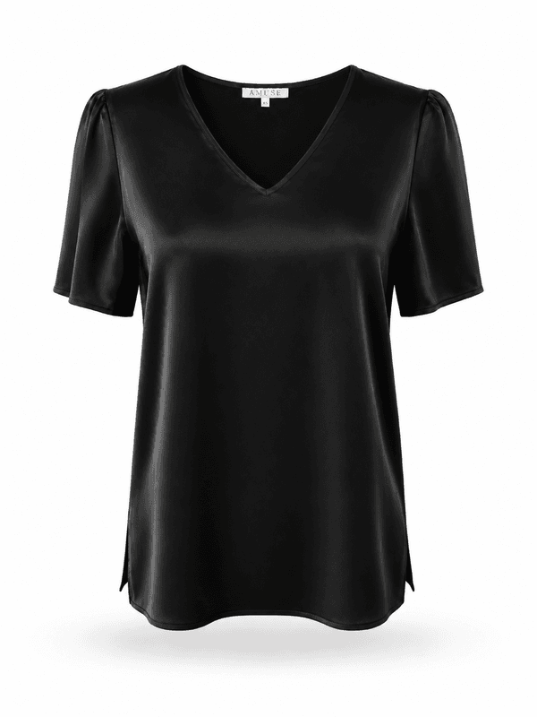 Amuse Silkebluse Ella  BlackSS25-2