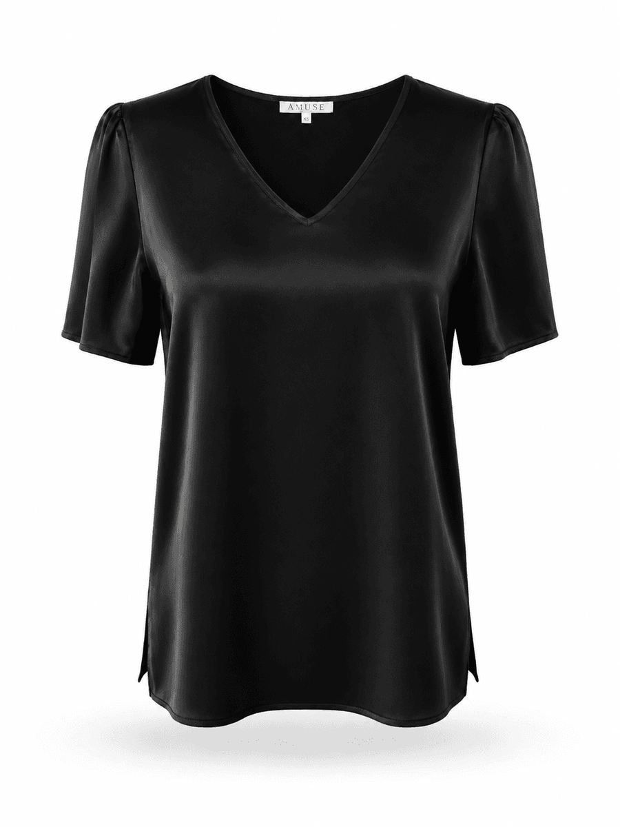 Amuse Silkebluse Ella  BlackSS25-2