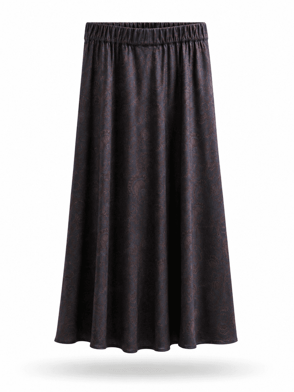 Amuse Silkeskjørt Margit 888BrownPrintAW26