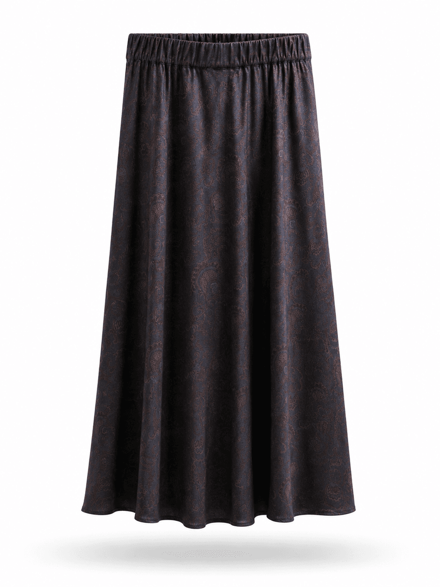 Amuse Silkeskjørt Margit 888BrownPrintAW26